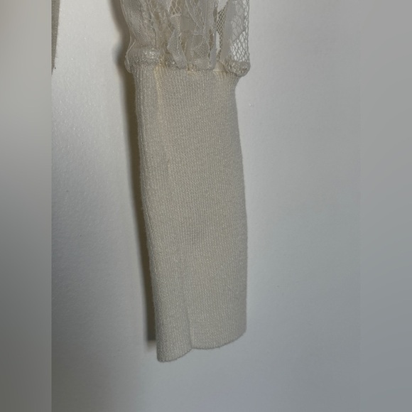 Anthropologie Ivory Lace Sleeve Sweater - Picture 9 of 11